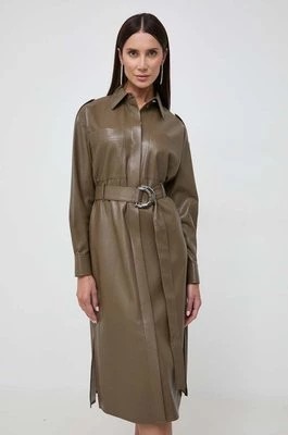 Zdjęcie produktu BOSS sukienka kolor brązowy midi rozkloszowana