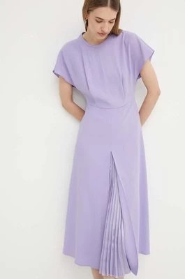 Zdjęcie produktu BOSS sukienka kolor fioletowy midi rozkloszowana 50518861