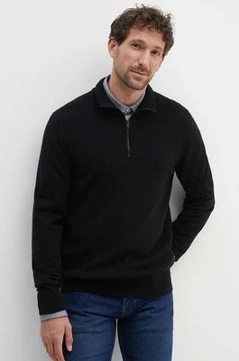 Zdjęcie produktu BOSS sweter wełniany męski kolor czarny lekki z półgolfem 50519590