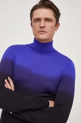 Zdjęcie produktu BOSS sweter wełniany męski kolor fioletowy lekki z golferm