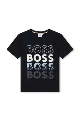 Zdjęcie produktu BOSS t-shirt bawełniany dziecięcy kolor granatowy z nadrukiem
