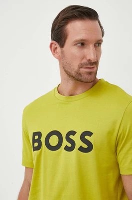 Zdjęcie produktu BOSS t-shirt bawełniany kolor zielony z nadrukiem 50495742