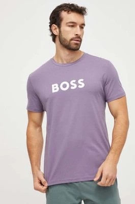 Zdjęcie produktu BOSS t-shirt bawełniany męski kolor fioletowy z nadrukiem