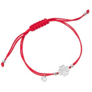 Zdjęcie produktu Bransoletka srebrna na czerwonym sznurku - koniczyna - Hippie Hippie - Biżuteria YES