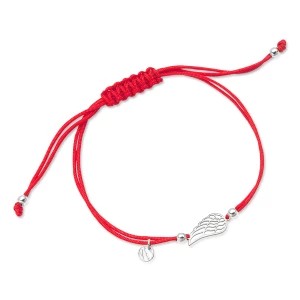 Zdjęcie produktu Bransoletka srebrna na czerwonym sznurku - skrzydło - Hippie Hippie - Biżuteria YES