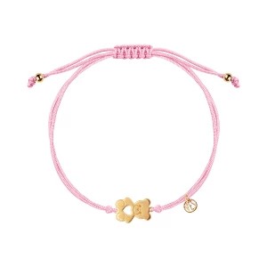 Zdjęcie produktu Bransoletka srebrna pozłacana na różowym sznurku - miś - Mini Mini - Biżuteria YES