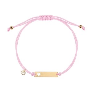 Zdjęcie produktu Bransoletka srebrna pozłacana na różowym sznurku - serce - Hippie Hippie - Biżuteria YES