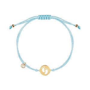 Zdjęcie produktu Bransoletka srebrna pozłacana na niebieskim sznurku - stópki - Hippie Hippie - Biżuteria YES