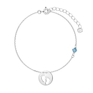 Zdjęcie produktu Bransoletka srebrna z niebieskim szkłem - stópki Biżuteria YES