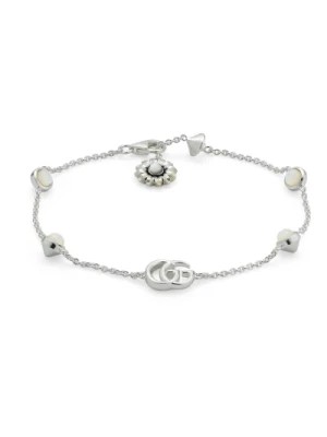 Zdjęcie produktu Bransoletka ze srebra próby 925 i perły z podwójnym G i detalami kwiatowymi Gucci
