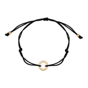 Zdjęcie produktu Bransoletka złota na czarnym sznurku - kółko - Hippie Hippie - Biżuteria YES