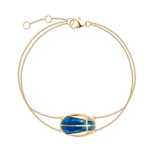 Zdjęcie produktu Bransoletka złota z niebieskim agatem - Skarabeusz Skarabeusz - Biżuteria YES