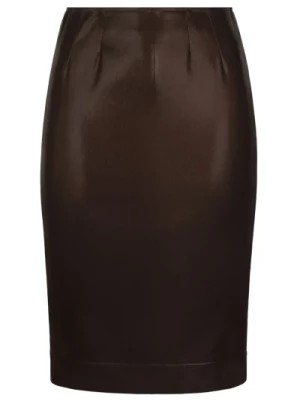 Zdjęcie produktu Brąowa Spódnica z Elastycznego Satyny Dolce & Gabbana