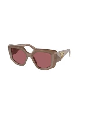 Zdjęcie produktu Brązowa oprawka, ciemnofioletowe soczewki okulary przeciwsłoneczne Prada