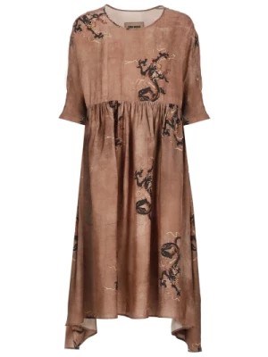 Zdjęcie produktu Brązowa sukienka z kontrastowym wzorem UMA Wang