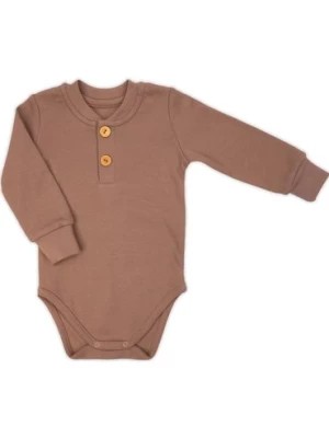 Zdjęcie produktu Brązowe body polo niemowlęce bawełniane z długim rękawem Benio Nicol