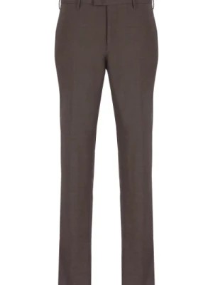 Zdjęcie produktu Brązowe Wąskie Spodnie Wełniane PT Torino