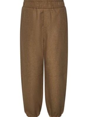 Zdjęcie produktu Brązowe Wełniane Spodnie z Elastycznym Pasem i Kolanami Fendi