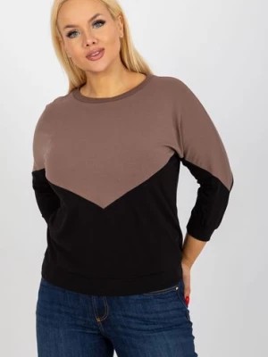 Zdjęcie produktu Brązowo-czarna bawełniana bluzka plus size basic