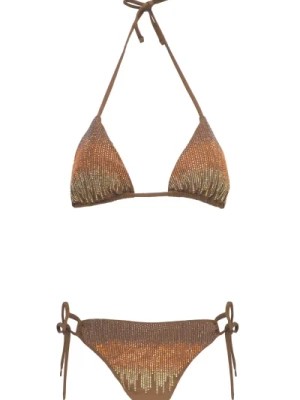Zdjęcie produktu Brązowy bikini w trójkącie z wzorem ćwieków Miss Bikini