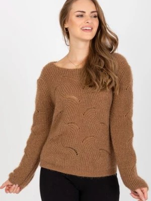 Zdjęcie produktu Brązowy puszysty sweter damski z wełną - Och Bella