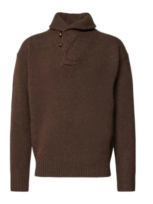 Zdjęcie produktu Brązowy Sweter z Dekoltem w Serek dla Mężczyzn Ralph Lauren