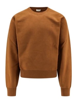 Zdjęcie produktu Brązowy Sweter z Okrągłym Dekoltem z Rippowanymi Profilami Saint Laurent