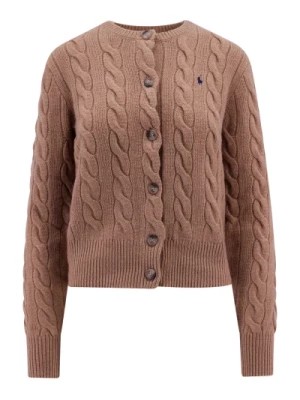 Zdjęcie produktu Brązowy Sweter z Włóczki z Dekoltem w Serek Ralph Lauren