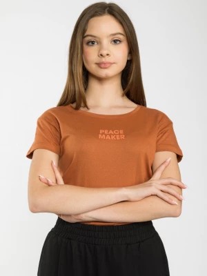 Zdjęcie produktu Brązowy t-shirt ozdobnym napisem Reporter Young