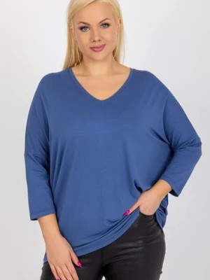 Zdjęcie produktu Brudnoniebieska bluzka plus size z dekoltem V RELEVANCE