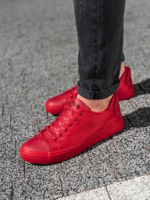 Zdjęcie produktu Buty męskie sneakersy BASIC z łączonych materiałów - czerwone V3 OM-FOCS-0105
 -                                    40