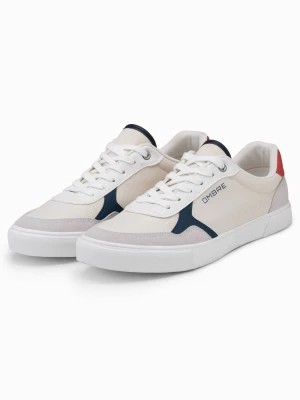 Zdjęcie produktu Buty męskie sneakersy z kolorowymi akcentami - białe V1 OM-FOTL-0146
 -                                    44