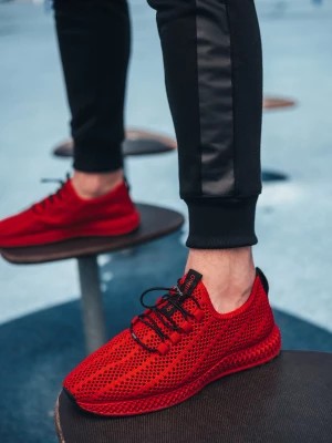 Zdjęcie produktu Buty męskie wsuwane sneakersy z siateczki - czerwone V2 OM-FOKS-0117
 -                                    44