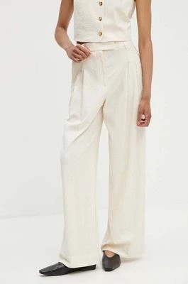 Zdjęcie produktu By Malene Birger spodnie CYMBARIA damskie kolor beżowy proste high waist Q72527001