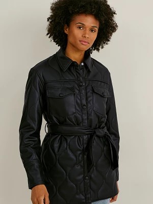 Zdjęcie produktu C&A Pikowana kurtka typu shacket-imitacja skóry, Czarny, Rozmiar: 42