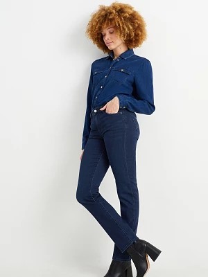 Zdjęcie produktu C&A Straight jeans ze strasem-średni stan-LYCRA®, Niebieski, Rozmiar: 34