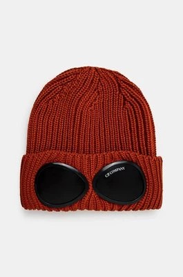 Zdjęcie produktu C.P. Company czapka wełniana Extra Fine Merino Wool Goggle Beanie kolor brązowy wełniana 17CMAC122A005509A