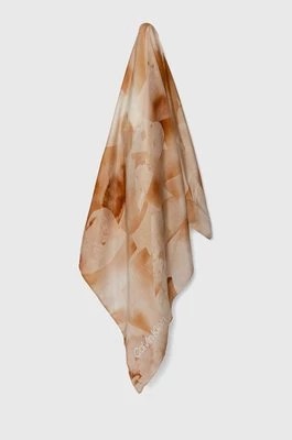 Zdjęcie produktu Calvin Klein apaszka jedwabna kolor beżowy wzorzysta