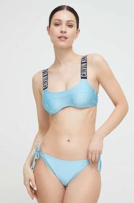 Zdjęcie produktu Calvin Klein biustonosz kąpielowy kolor niebieski miękka miseczka