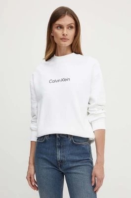 Zdjęcie produktu Calvin Klein bluza bawełniana damska kolor biały z nadrukiem
