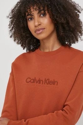 Zdjęcie produktu Calvin Klein bluza damska kolor brązowy z aplikacją