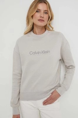 Zdjęcie produktu Calvin Klein bluza damska kolor szary z aplikacją
