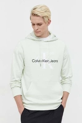 Zdjęcie produktu Calvin Klein Jeans bluza bawełniana męska kolor zielony z kapturem