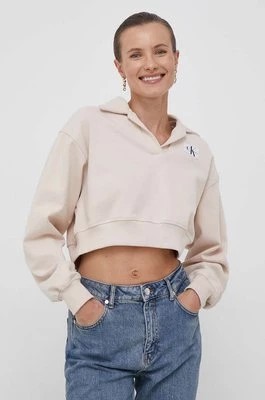 Zdjęcie produktu Calvin Klein Jeans bluza damska kolor beżowy gładka
