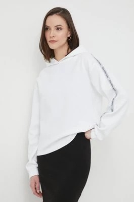 Zdjęcie produktu Calvin Klein Jeans bluza damska kolor beżowy z kapturem z nadrukiem