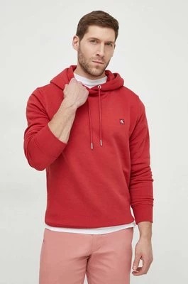 Zdjęcie produktu Calvin Klein Jeans bluza męska kolor czerwony z kapturem gładka