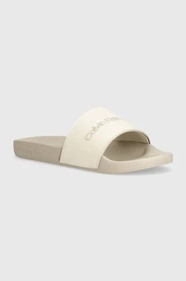 Zdjęcie produktu Calvin Klein Jeans klapki SLIDE INSTITUITIONAL MTR damskie kolor beżowy YW0YW01508