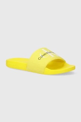 Zdjęcie produktu Calvin Klein Jeans klapki SLIDE MONOGRAM CO damskie kolor żółty YW0YW00103