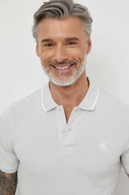 Zdjęcie produktu Calvin Klein Jeans polo męski kolor szary gładki