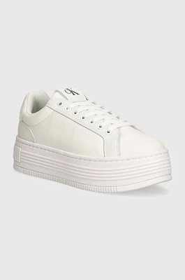 Zdjęcie produktu Calvin Klein Jeans sneakersy skórzane BOLD PLATF LOW OH MG LTH kolor biały YW0YW01589